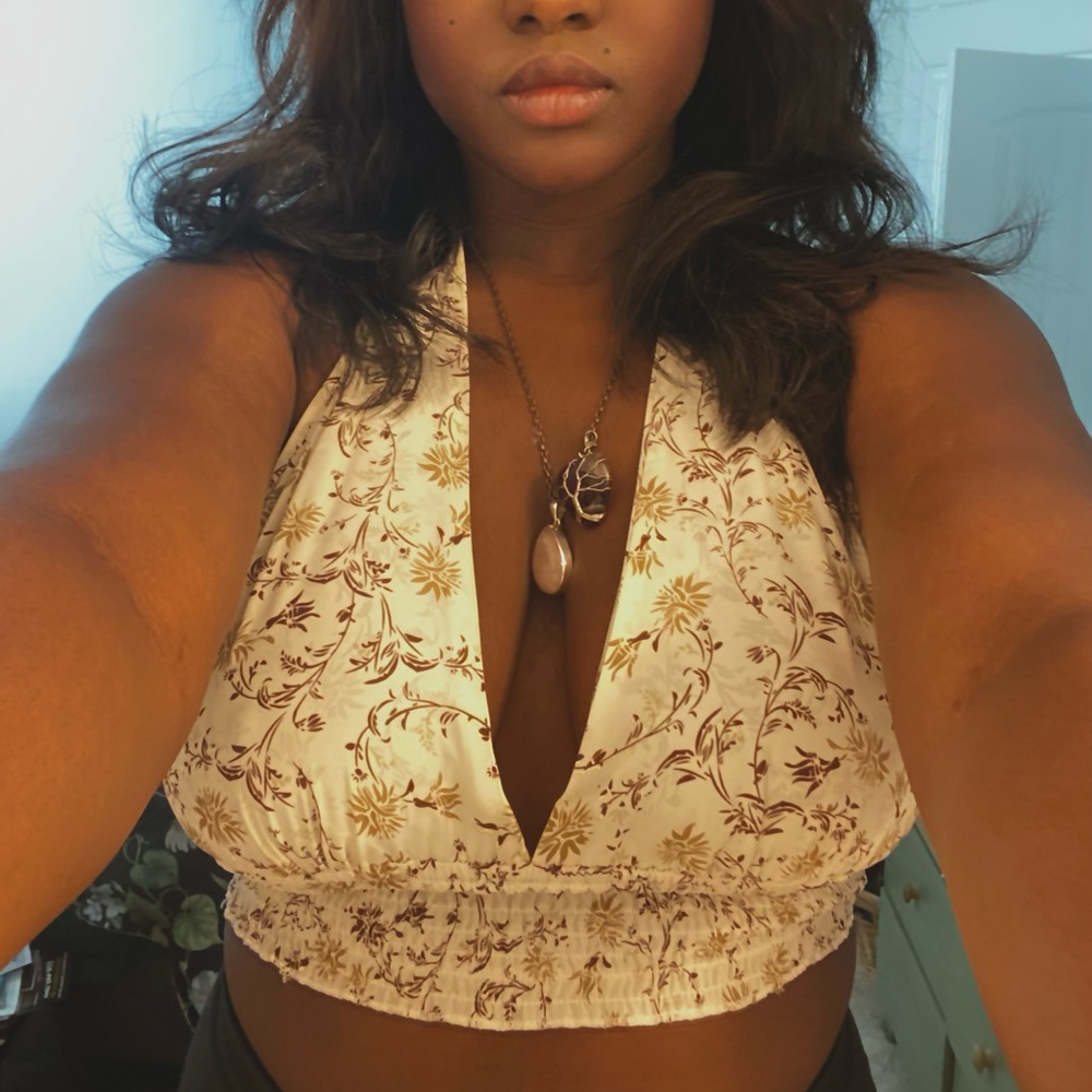 White patterned halter top